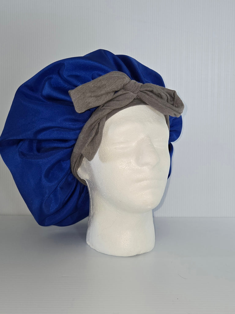 Royal Blue Satin Sleep Bonnet