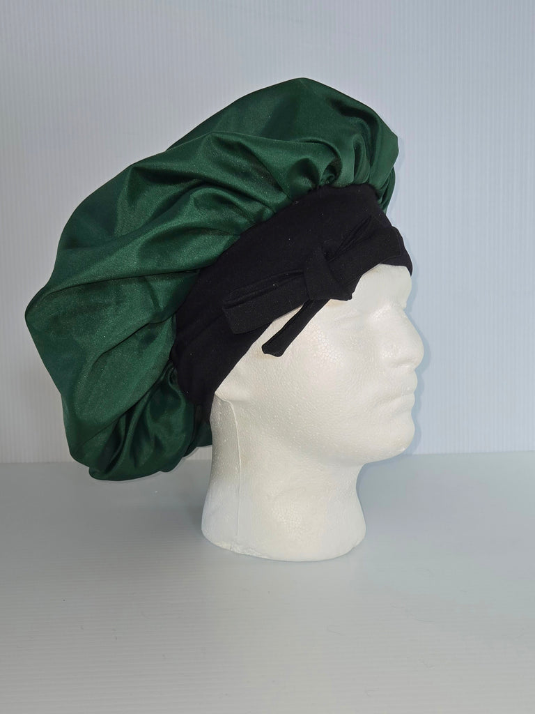 Hunter Green Satin Sleep Bonnet
