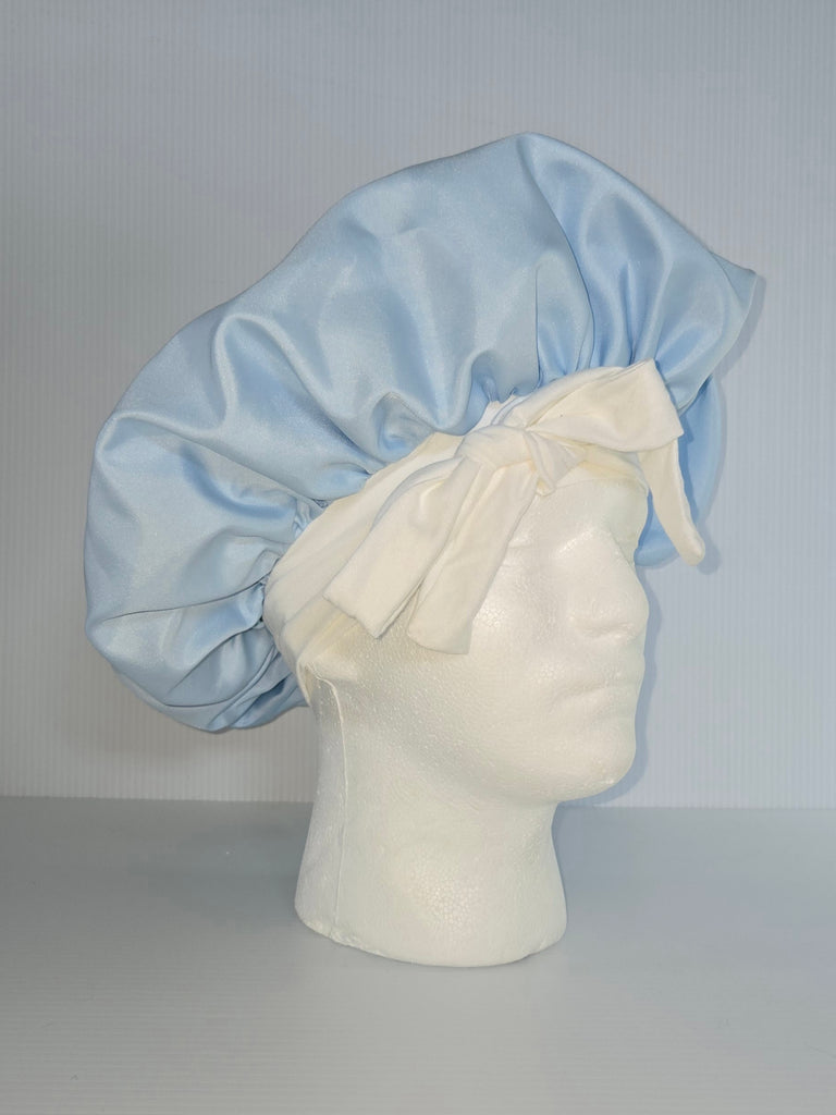 Light Blue Satin Sleep Bonnet